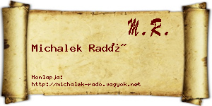 Michalek Radó névjegykártya